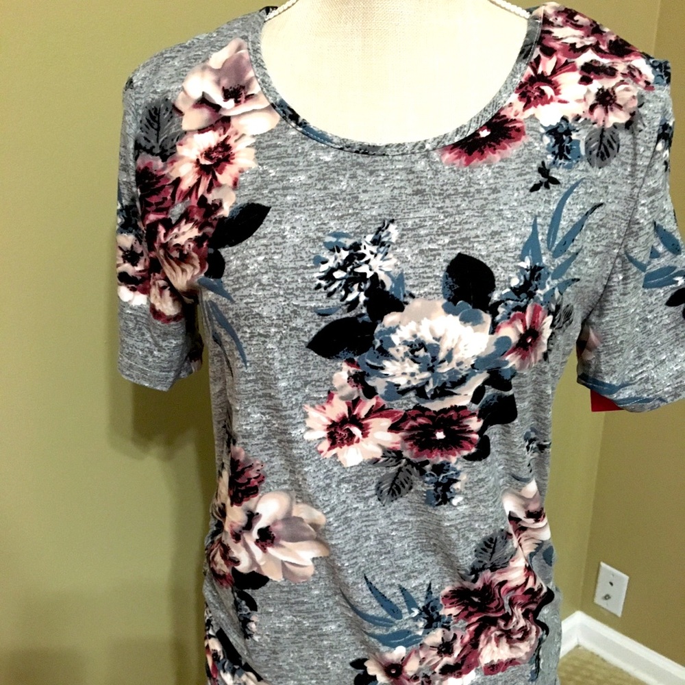Gray floral maternity top